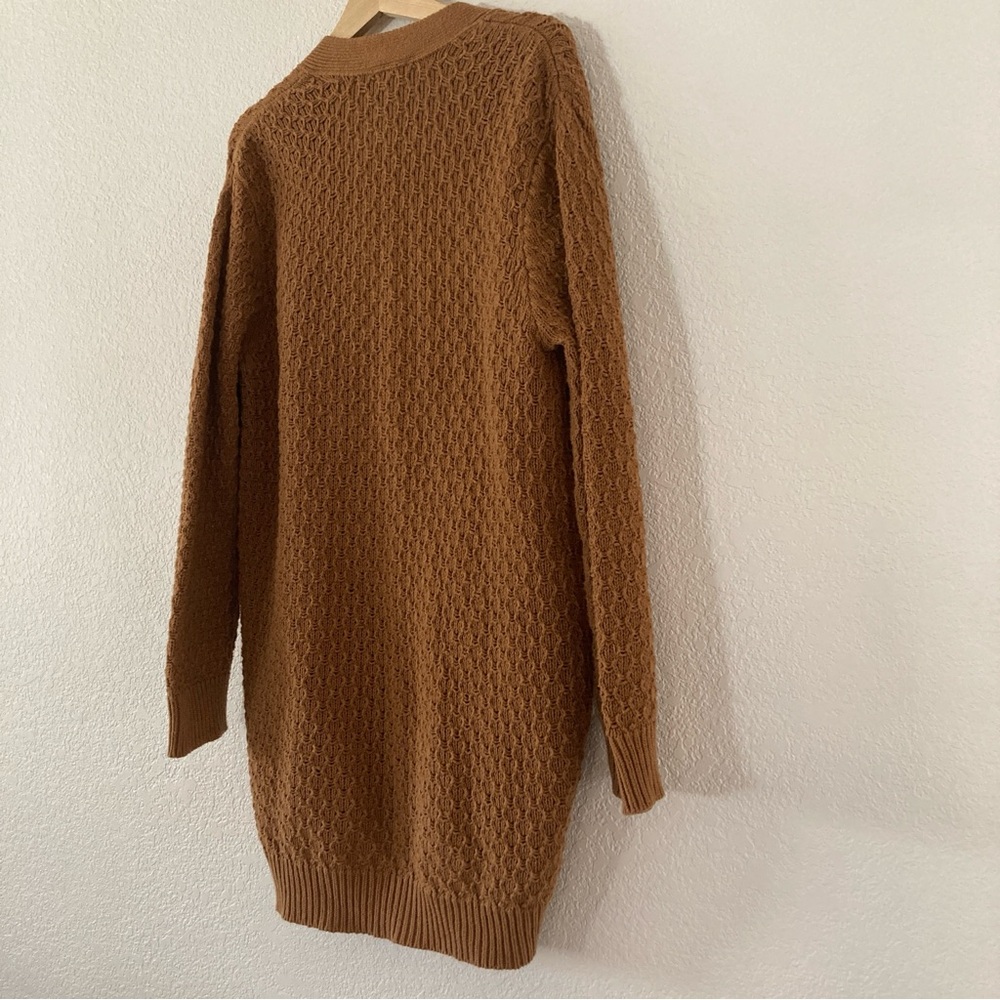 Pact Organic Cotton Lattice Knit Oversized Open Cardigan Camel/Tan Earthy XS/S - Picture 8 of 10